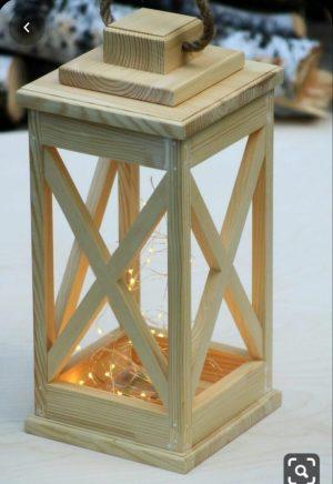 Handcrafted pine lantern